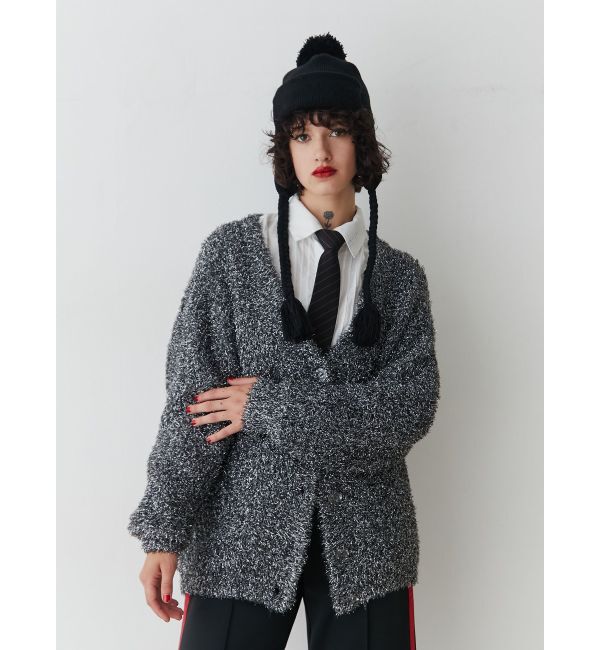 jouetie「ラメシャギーVネックカーデ」|カーディガン|