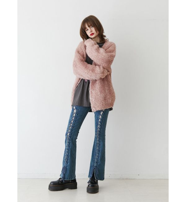 jouetie「ラメシャギーVネックカーデ」|カーディガン|