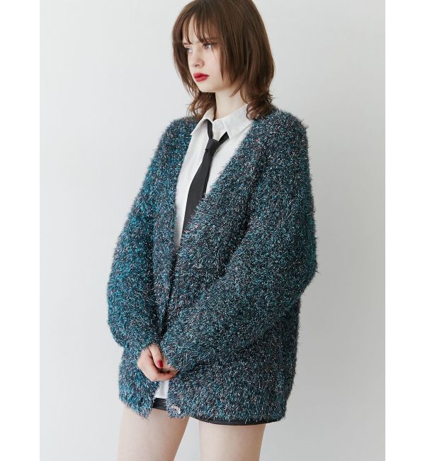 jouetie「ラメシャギーVネックカーデ」|カーディガン|