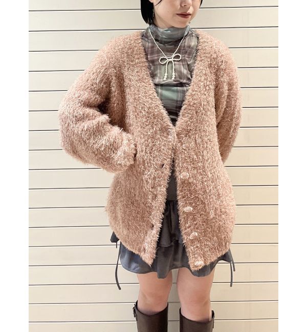 jouetie「ラメシャギーVネックカーデ」|カーディガン|