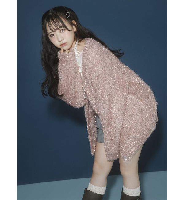 jouetie「ラメシャギーVネックカーデ」|カーディガン|