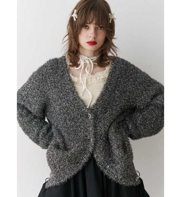 jouetie「ラメシャギーVネックカーデ」|カーディガン|