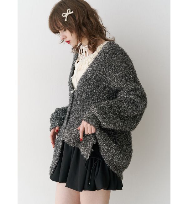 jouetie「ラメシャギーVネックカーデ」|カーディガン|