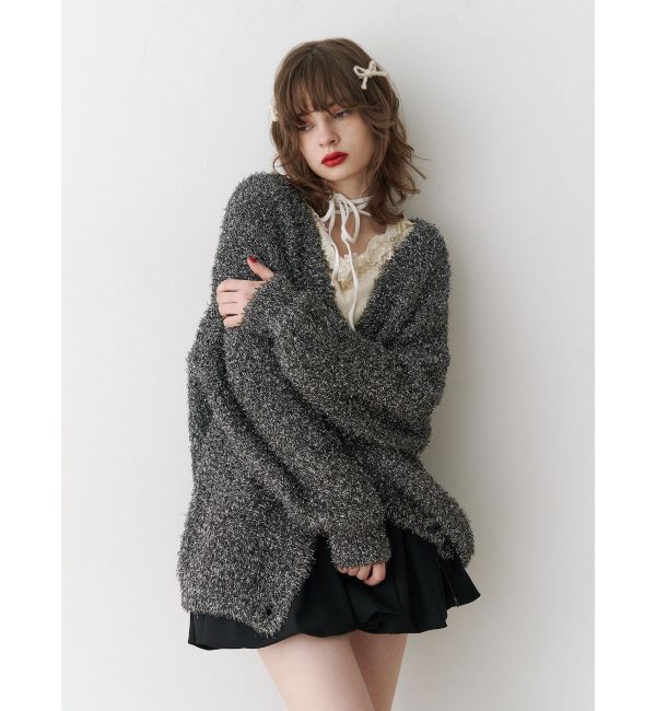 jouetie「ラメシャギーVネックカーデ」|カーディガン|