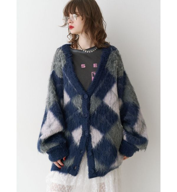 jouetie「パターンモヘアライクルーズカーデ」|カーディガン|