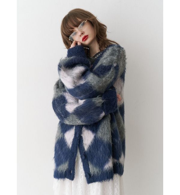 jouetie「パターンモヘアライクルーズカーデ」|カーディガン|ネイビー