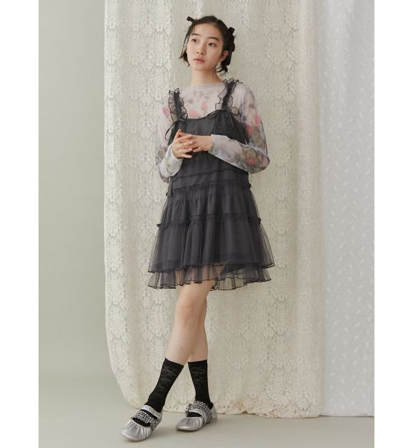 merry jenny「チュールドロストミニキャミワンピース」|ワンピース|