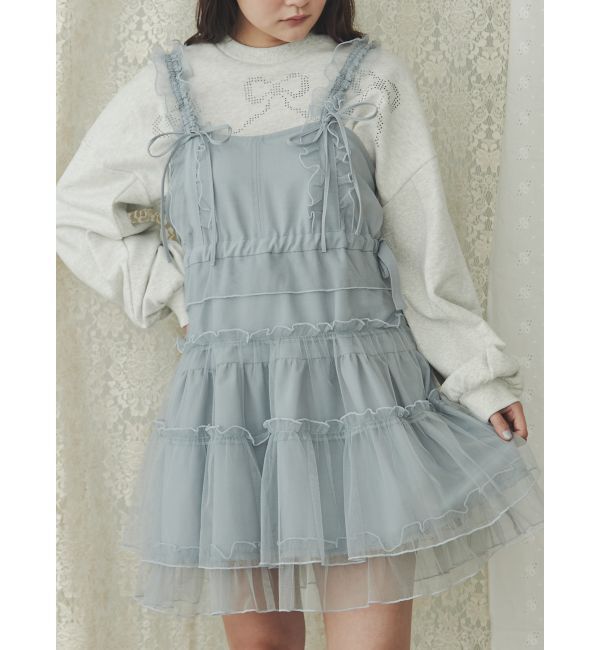 merry jenny「チュールドロストミニキャミワンピース」|ワンピース|ブルー