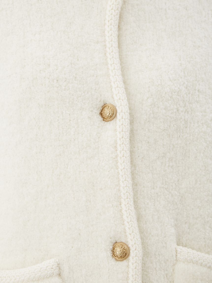 Mila Owen「金釦ムートンライクボアニットカーディガン」|カーディガン|