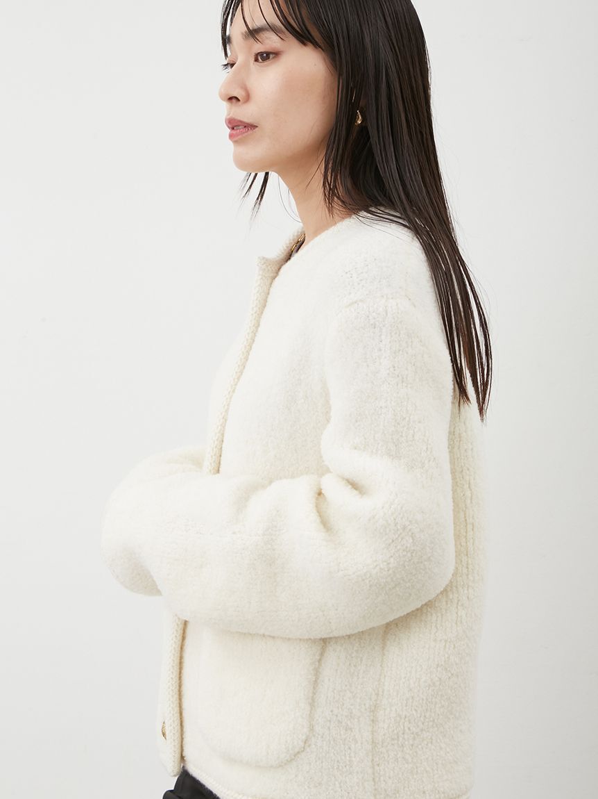 Mila Owen「金釦ムートンライクボアニットカーディガン」|カーディガン|