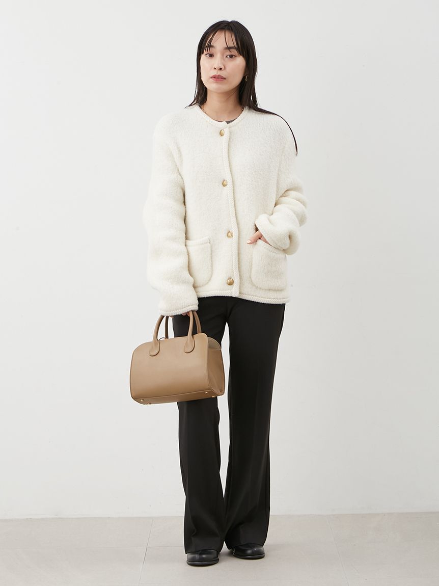 Mila Owen「金釦ムートンライクボアニットカーディガン」|カーディガン|