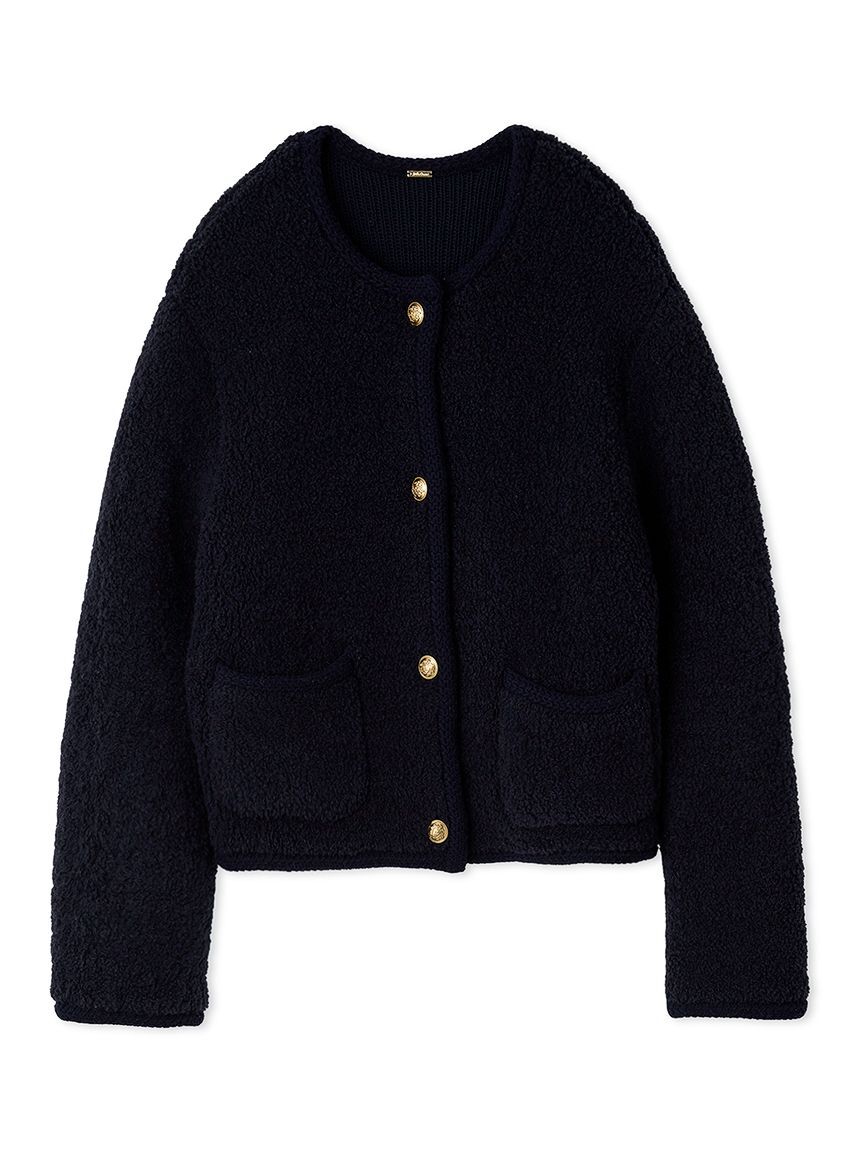 Mila Owen「金釦ムートンライクボアニットカーディガン」|カーディガン|