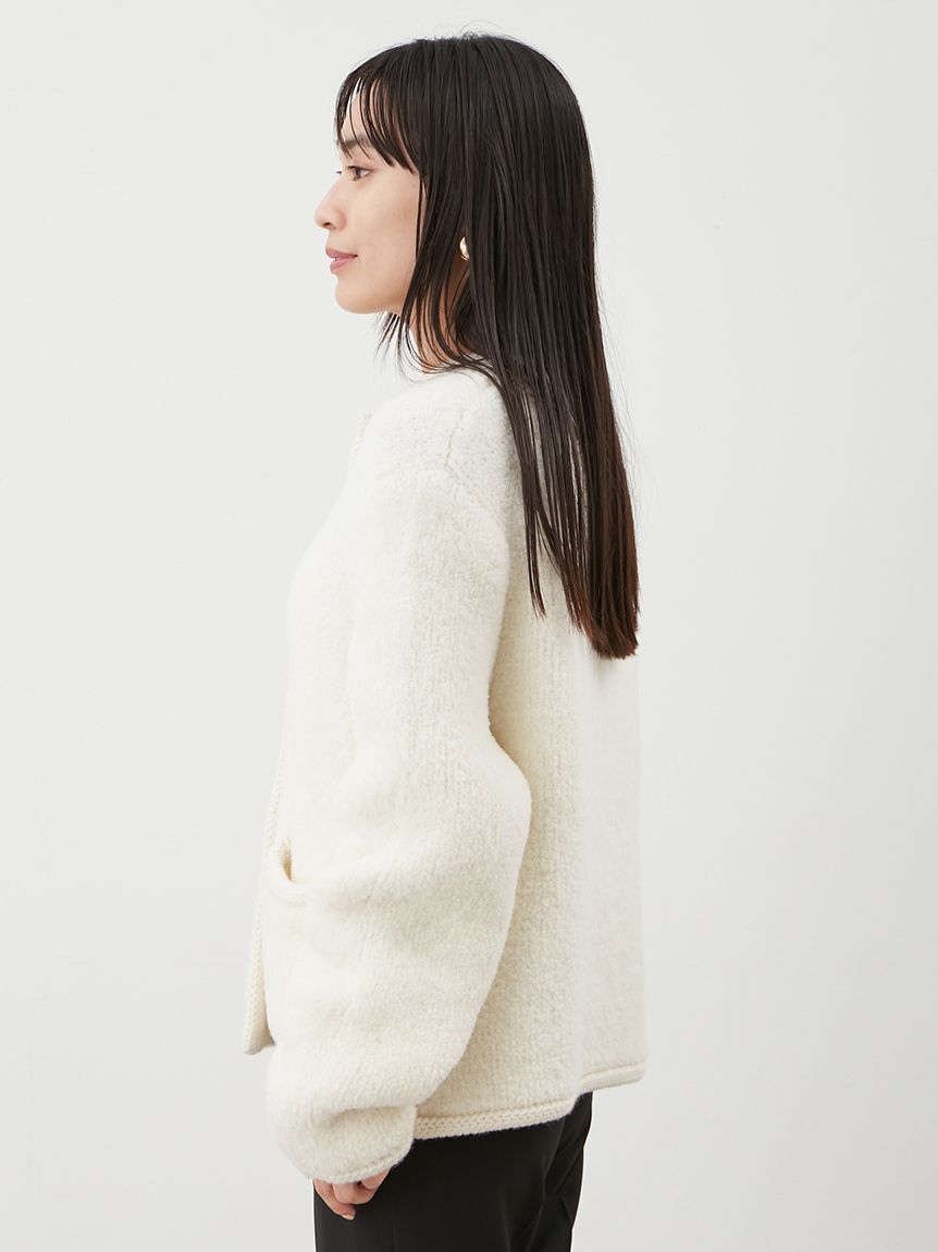 Mila Owen「金釦ムートンライクボアニットカーディガン」|カーディガン|