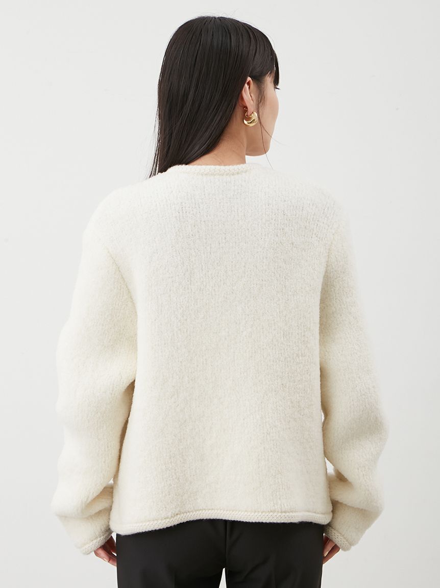 Mila Owen「金釦ムートンライクボアニットカーディガン」|カーディガン|