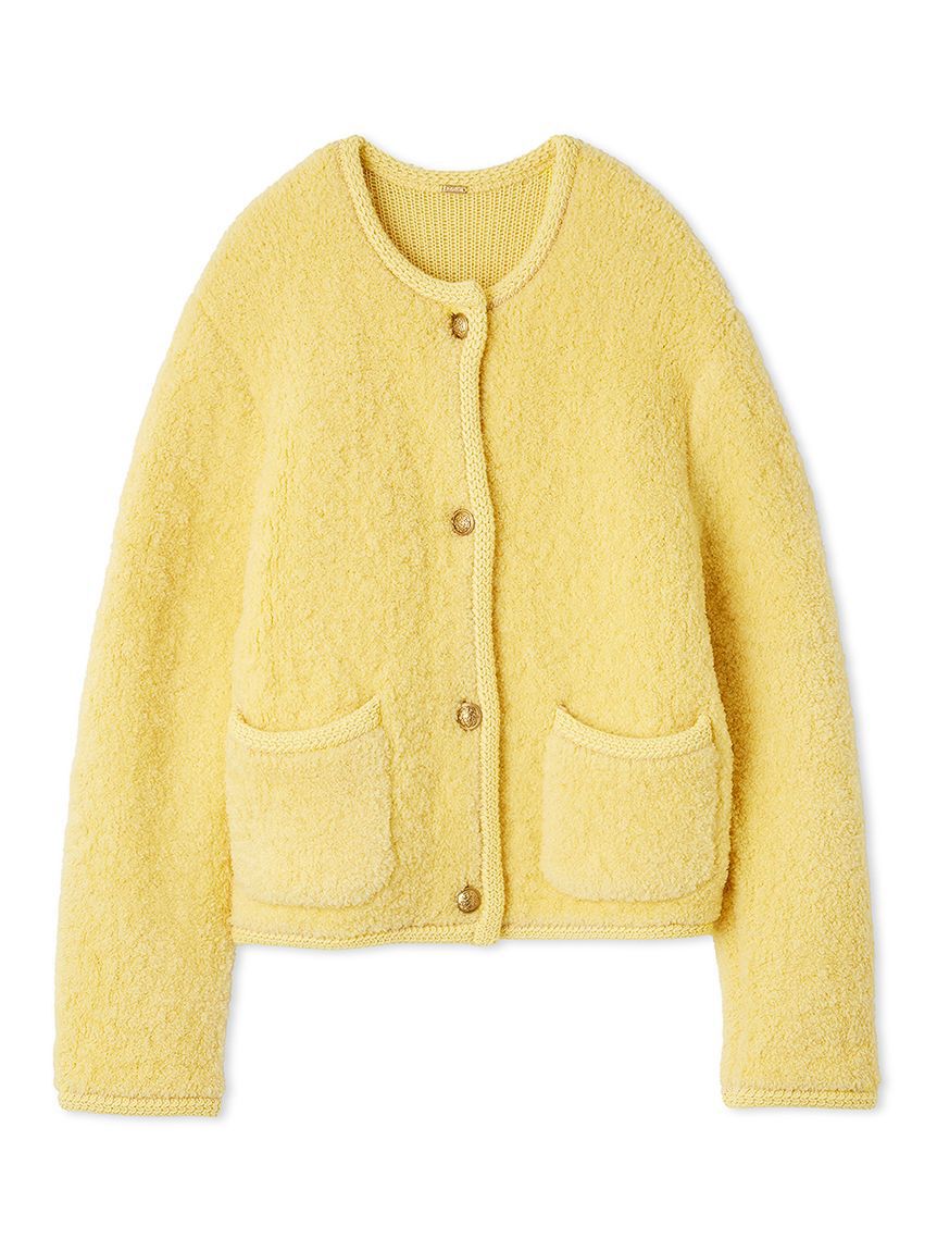 Mila Owen「金釦ムートンライクボアニットカーディガン」|カーディガン|YEL
