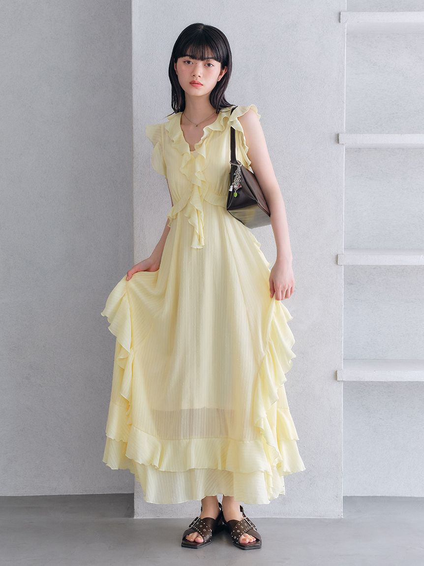 LILY BROWN「ラッフルフリルフレアワンピース」|ワンピース|YEL