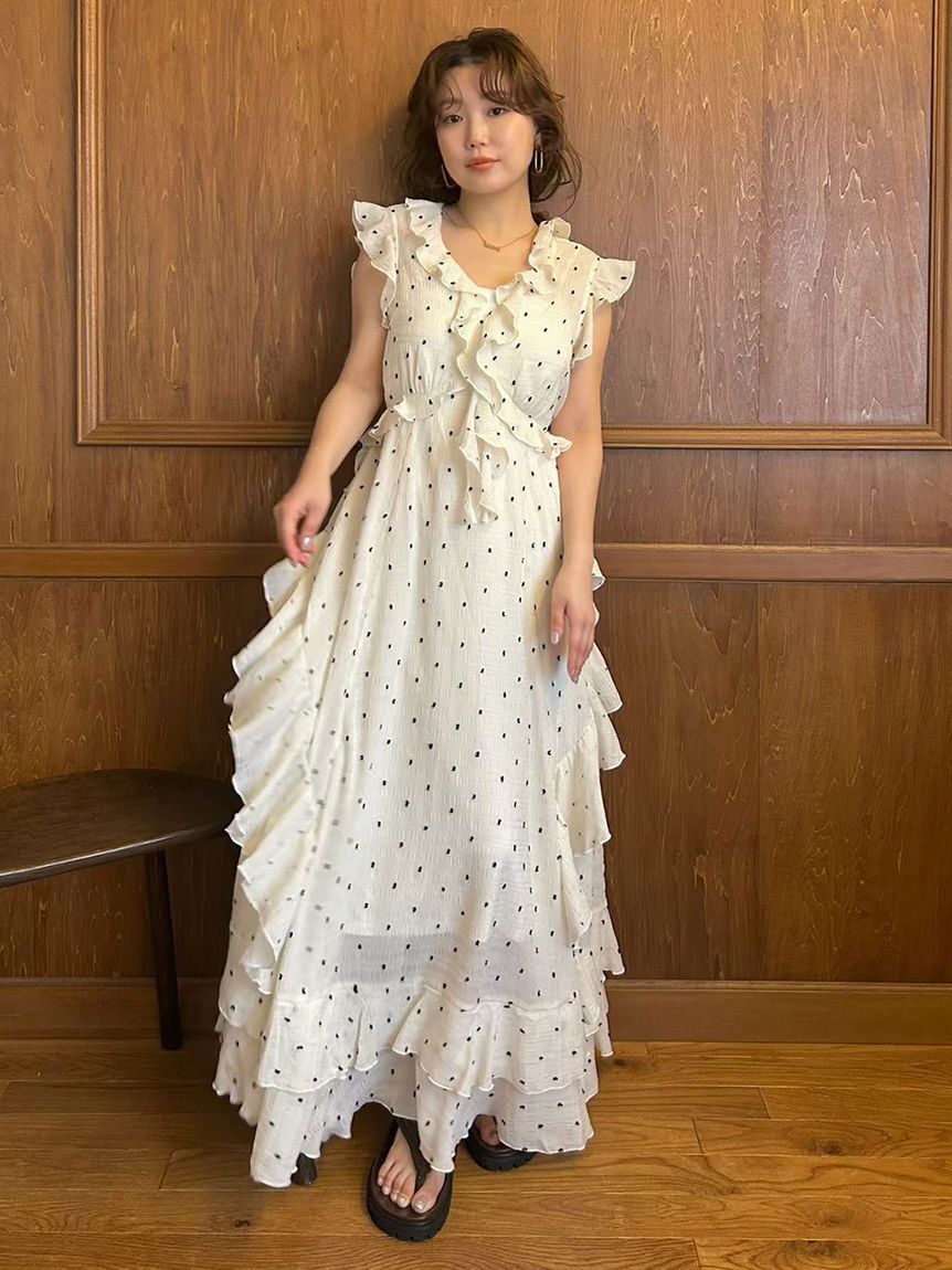 LILY BROWN「ラッフルフリルフレアワンピース」|ワンピース|