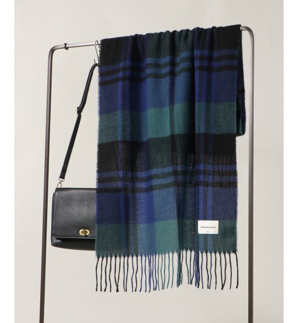 ikka「カシミヤタッチチェックマフラー」|マフラー|ネイビー