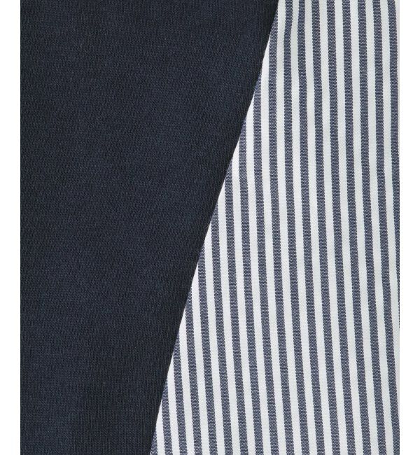 ikka kids「【親子おそろい】袖リボンストライプ切り替えTシャツ（120~160cm）」|Tシャツ・カットソー|
