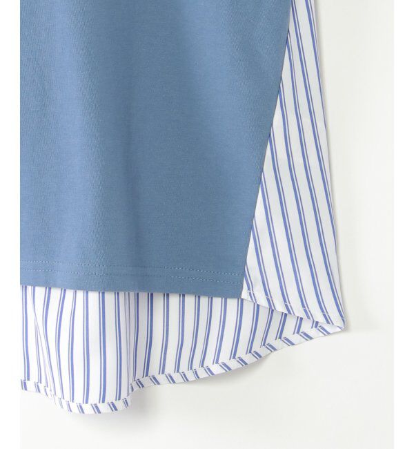 ikka kids「【親子おそろい】袖リボンストライプ切り替えTシャツ（120~160cm）」|Tシャツ・カットソー|