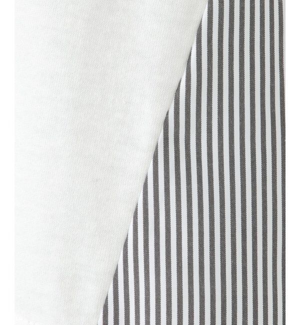 ikka kids「【親子おそろい】袖リボンストライプ切り替えTシャツ（120~160cm）」|Tシャツ・カットソー|