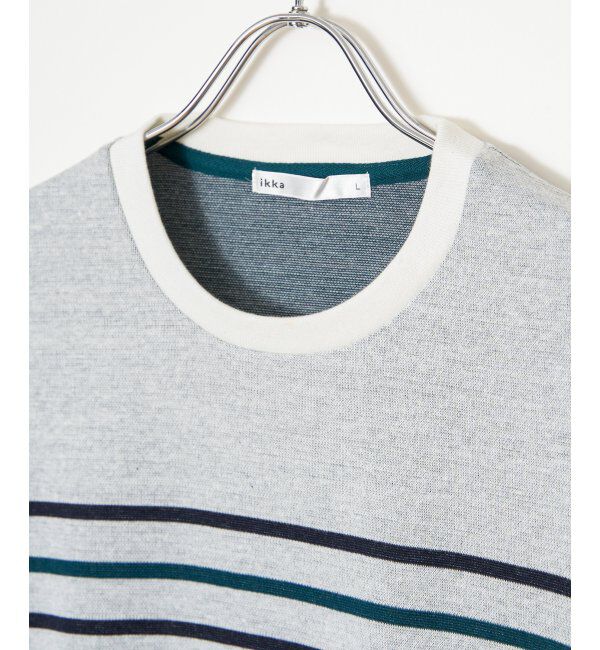 ikka「ダブルジャカードボーダーロンT」|Tシャツ・カットソー|