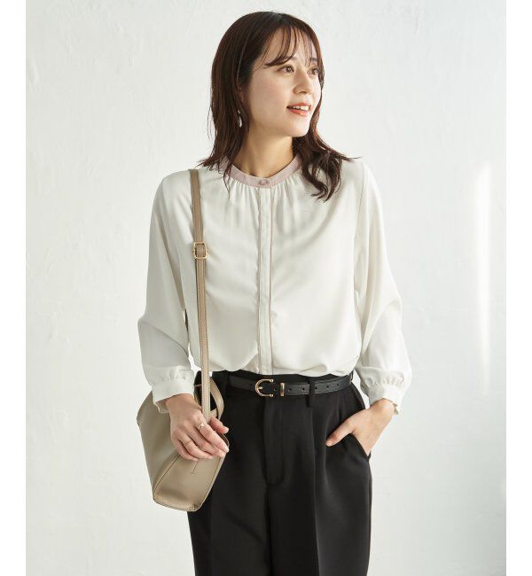IKKA LOUNGE「ジョーゼットバイカラーブラウス」|シャツ・ブラウス|