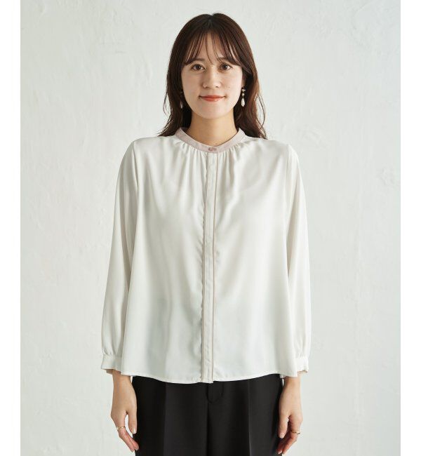 IKKA LOUNGE「ジョーゼットバイカラーブラウス」|シャツ・ブラウス|
