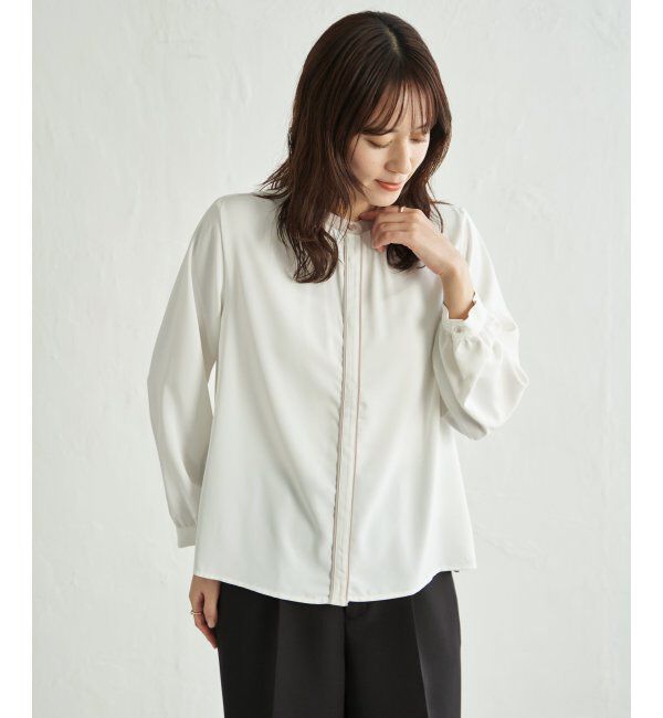 IKKA LOUNGE「ジョーゼットバイカラーブラウス」|シャツ・ブラウス|