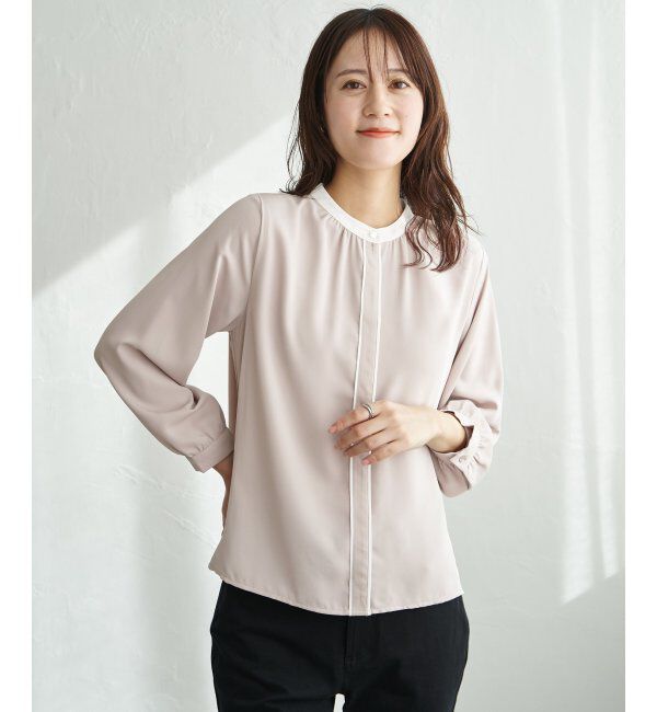 IKKA LOUNGE「ジョーゼットバイカラーブラウス」|シャツ・ブラウス|