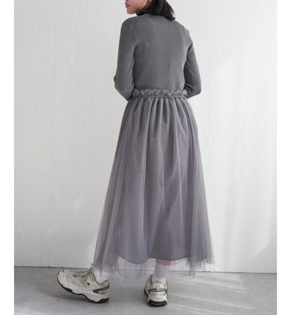 VENCE share style「ニットチュールドッキングワンピース」|ワンピース|