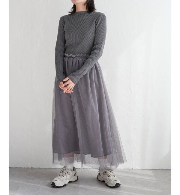 VENCE share style「ニットチュールドッキングワンピース」|ワンピース|