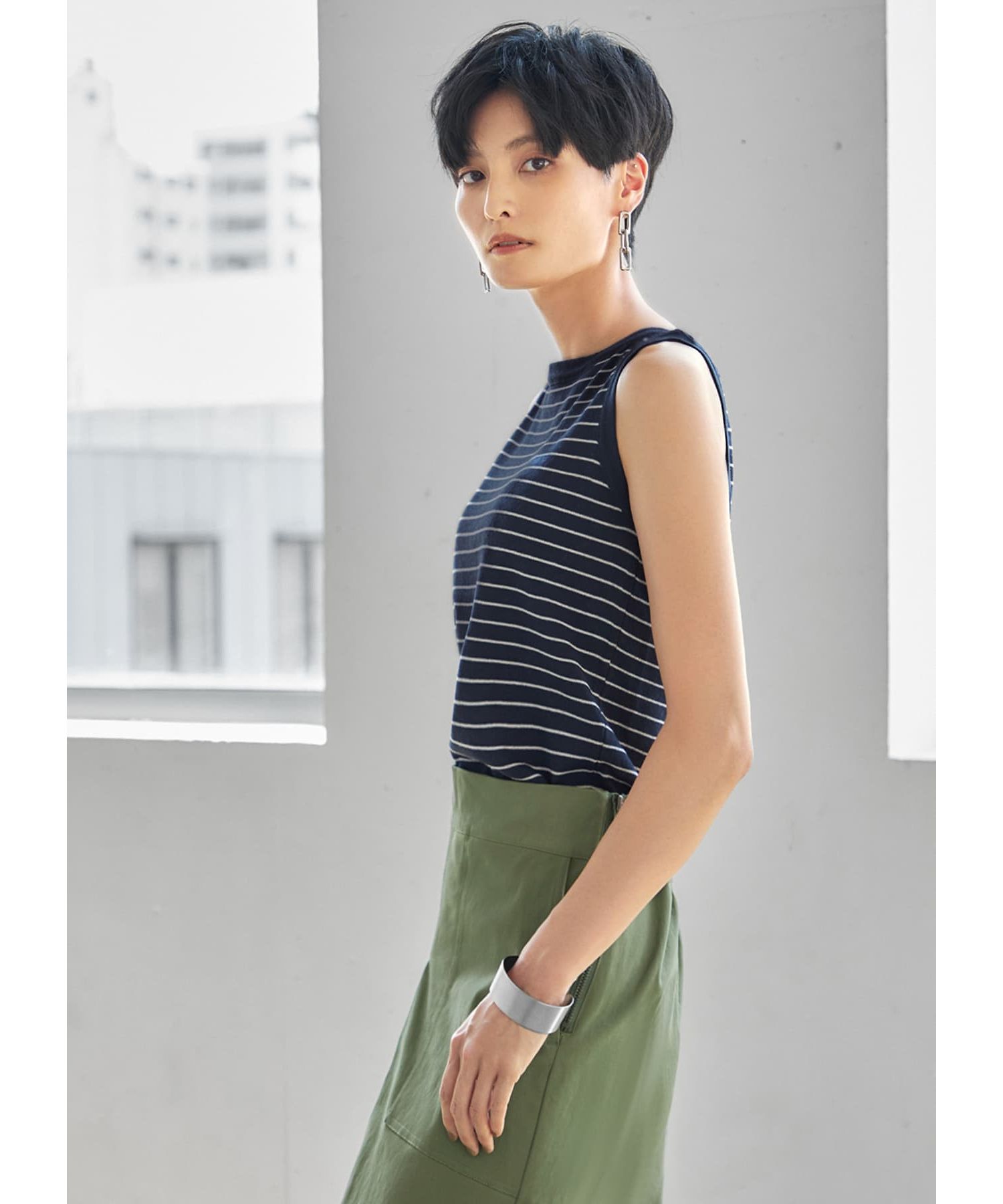 STYLE DELI「ボーダー柄サマーニットトップス」|ニット・セーター|