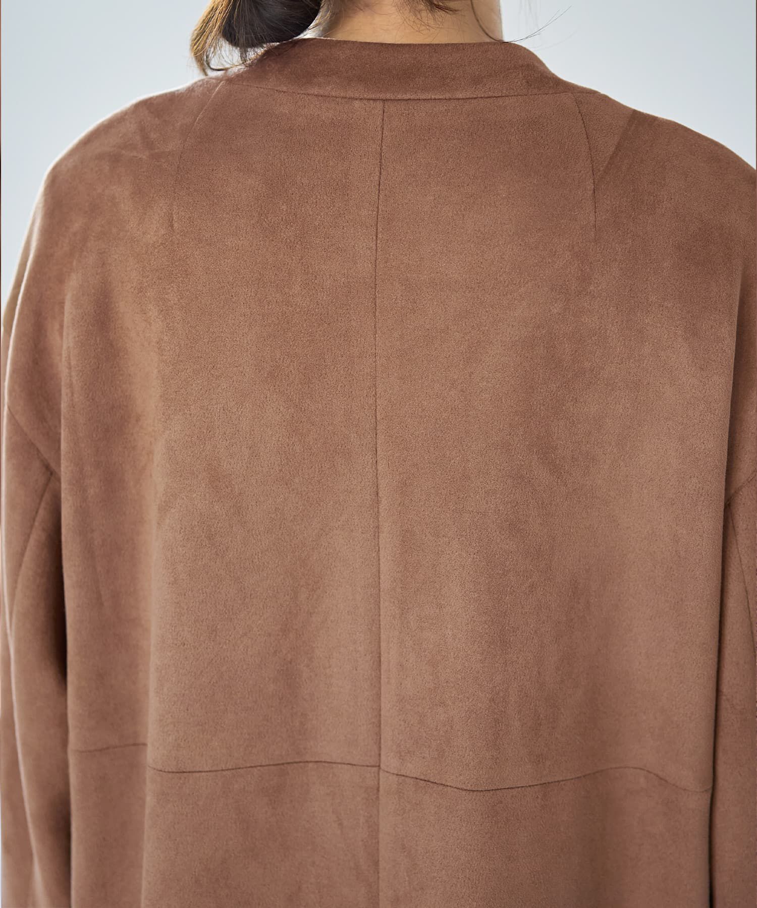 STYLE DELI「フェイクスエードノーカラーコート／ロング丈」|ノーカラーコート|