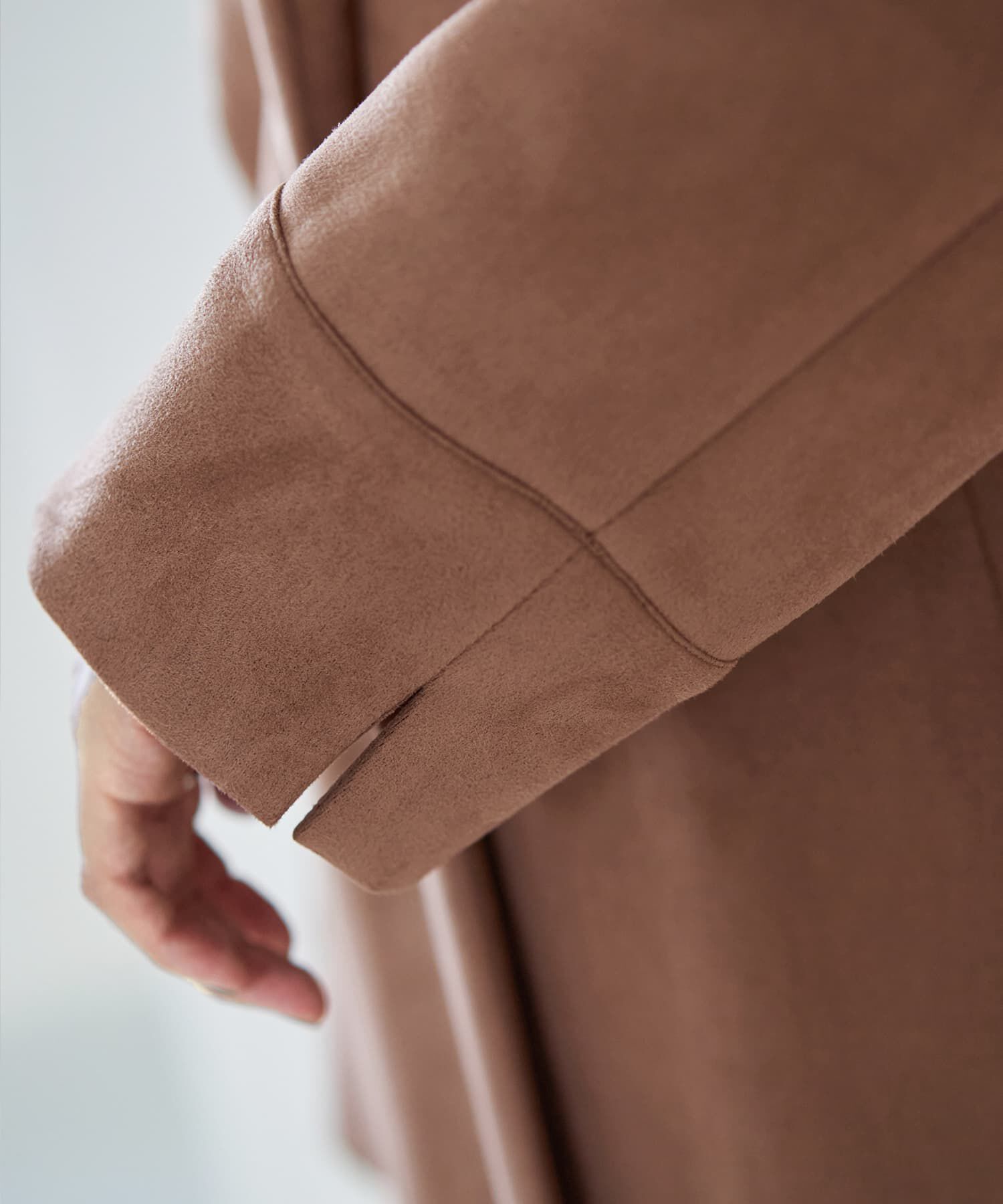 STYLE DELI「フェイクスエードノーカラーコート／ロング丈」|ノーカラーコート|