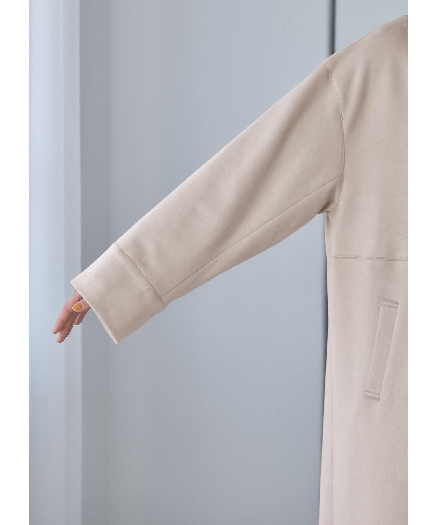 STYLE DELI「フェイクスエードノーカラーコート／ロング丈」|ノーカラーコート|