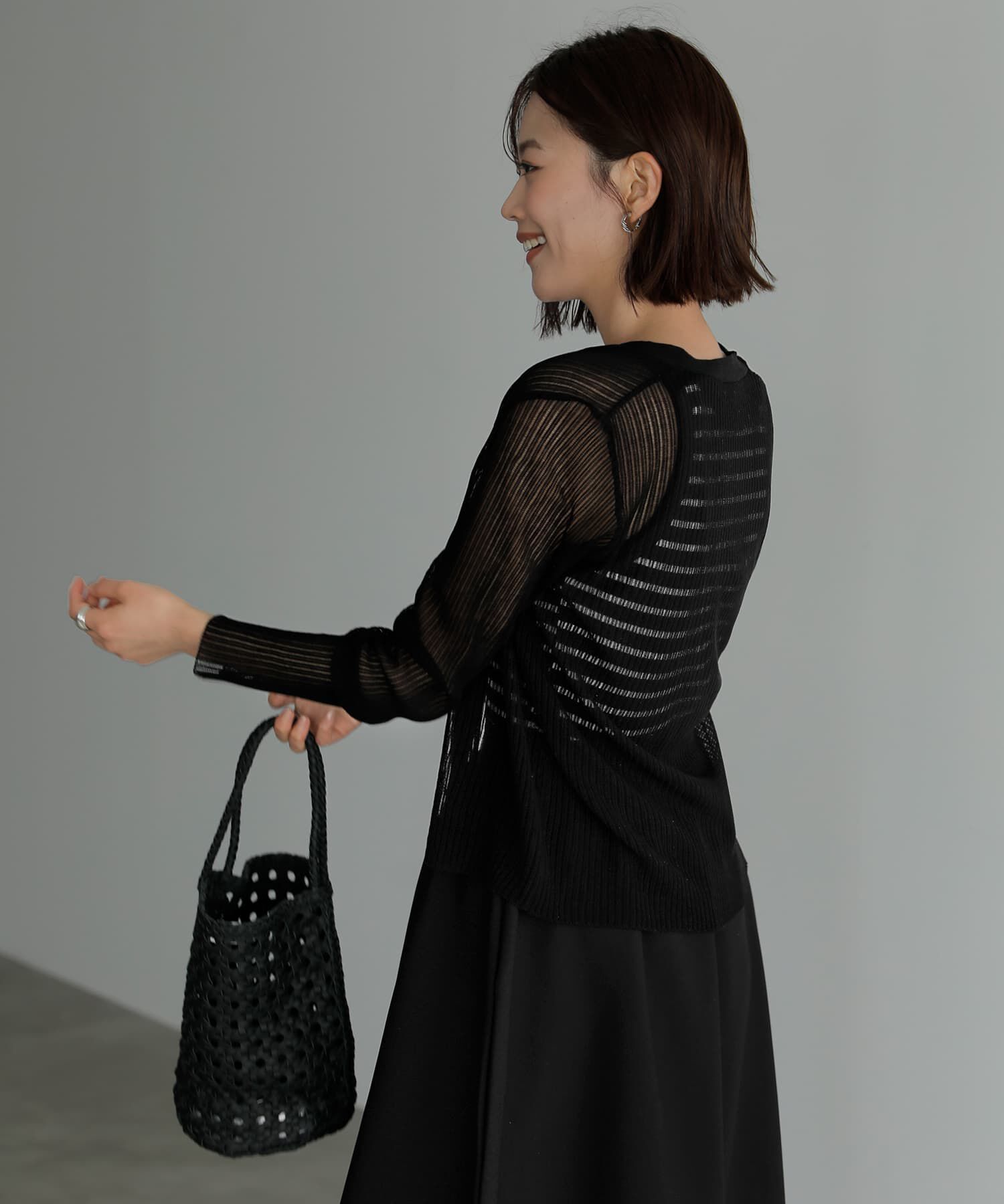 STYLE DELI「シアーで涼しいストライプ編みカーディガン」|カーディガン|