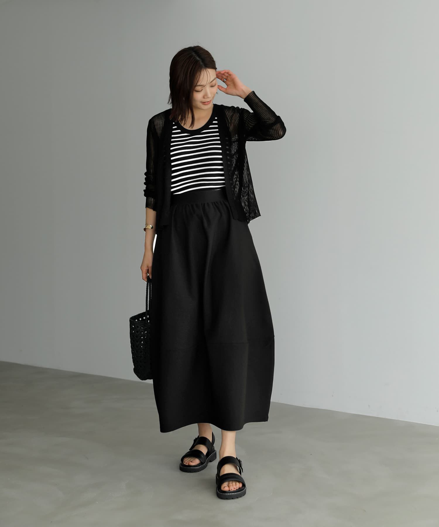 STYLE DELI「シアーで涼しいストライプ編みカーディガン」|カーディガン|