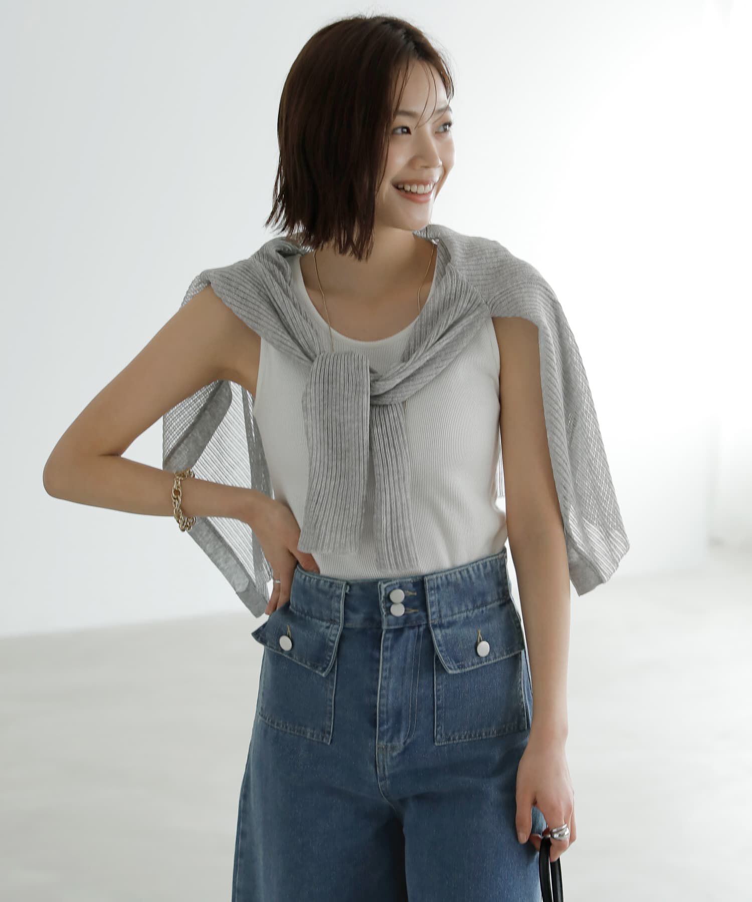 STYLE DELI「シアーで涼しいストライプ編みカーディガン」|カーディガン|