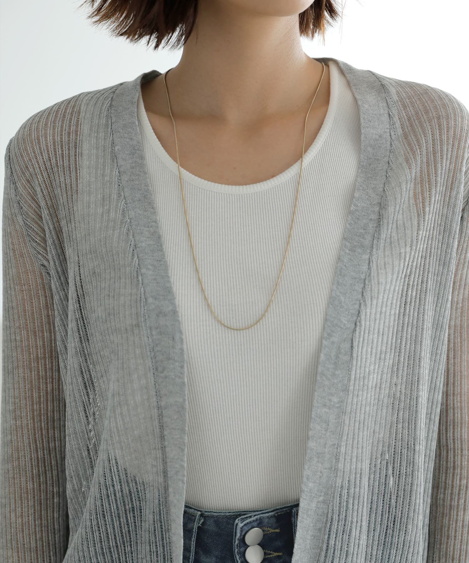 STYLE DELI「シアーで涼しいストライプ編みカーディガン」|カーディガン|