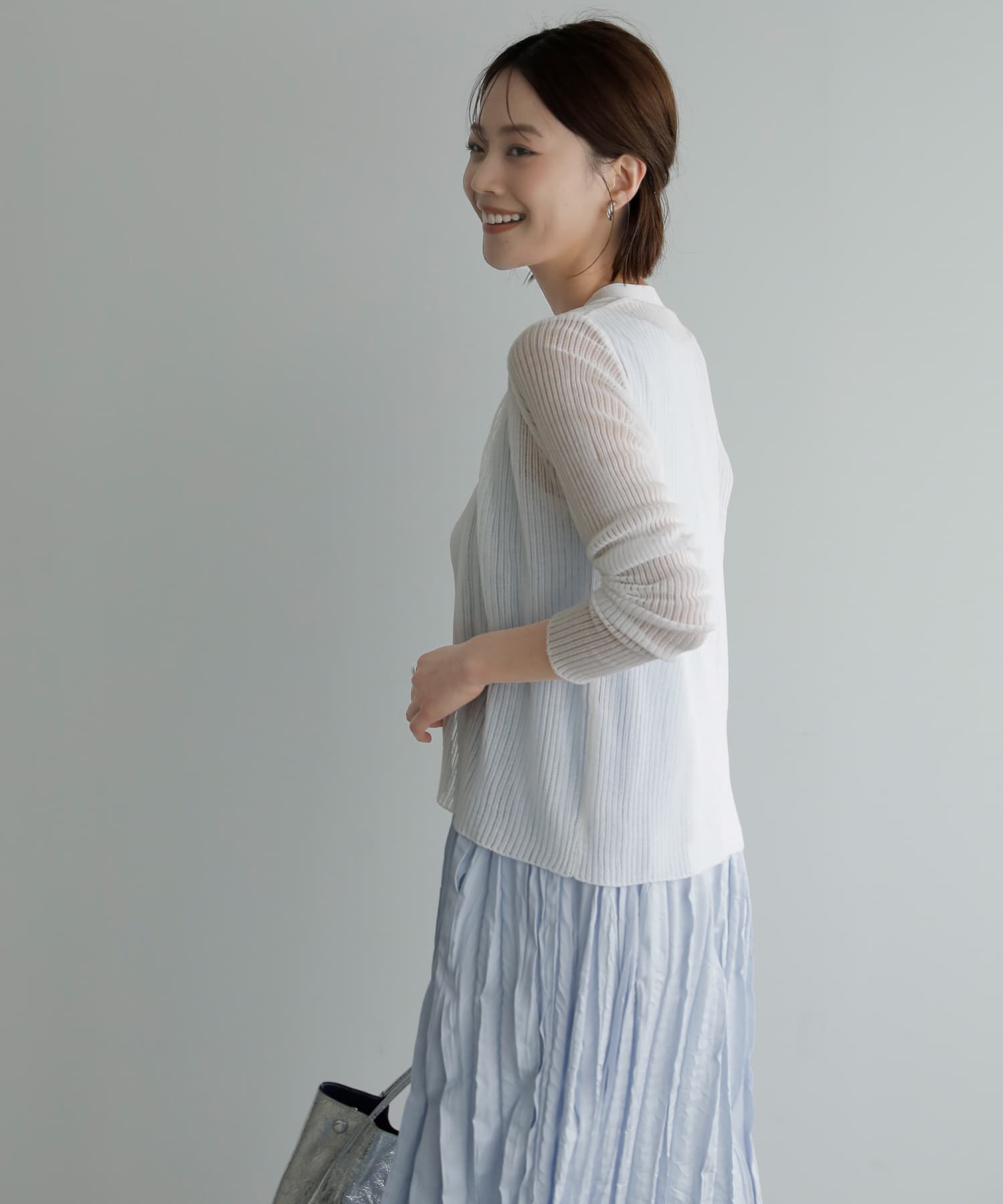 STYLE DELI「シアーで涼しいストライプ編みカーディガン」|カーディガン|