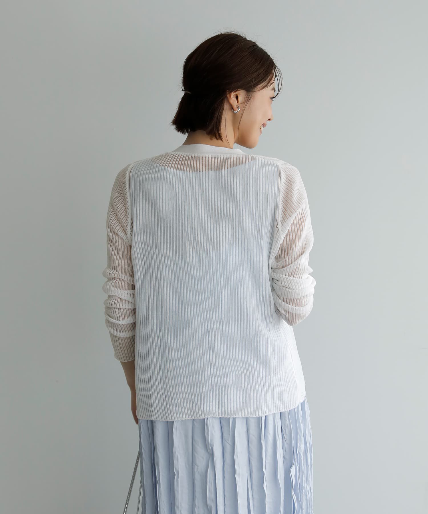 STYLE DELI「シアーで涼しいストライプ編みカーディガン」|カーディガン|