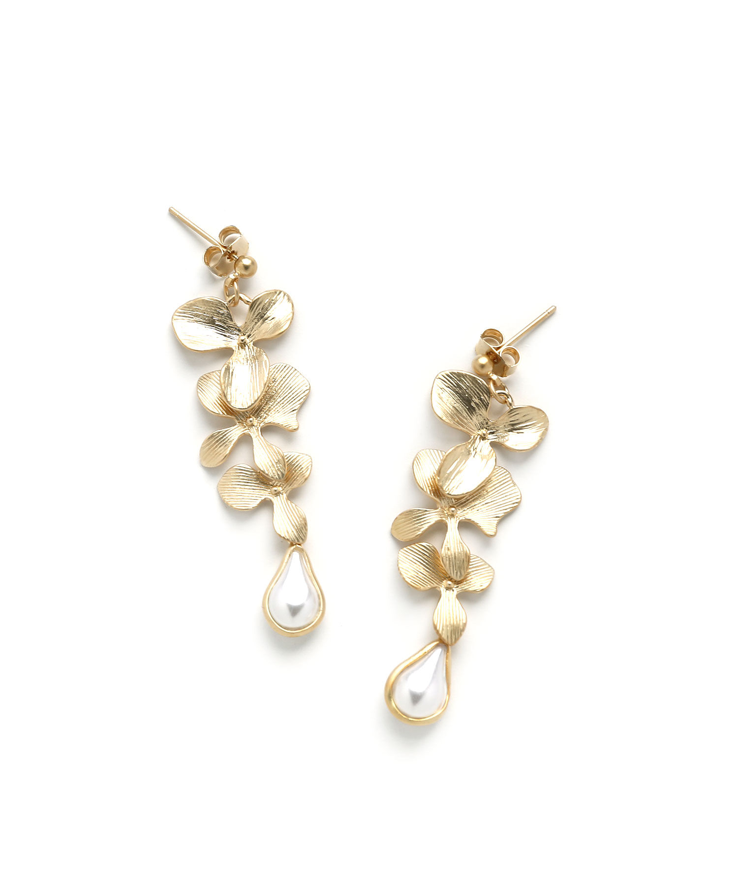 colleca la「ドロップパールとグラデーションフラワーのピアス」|ピアス|