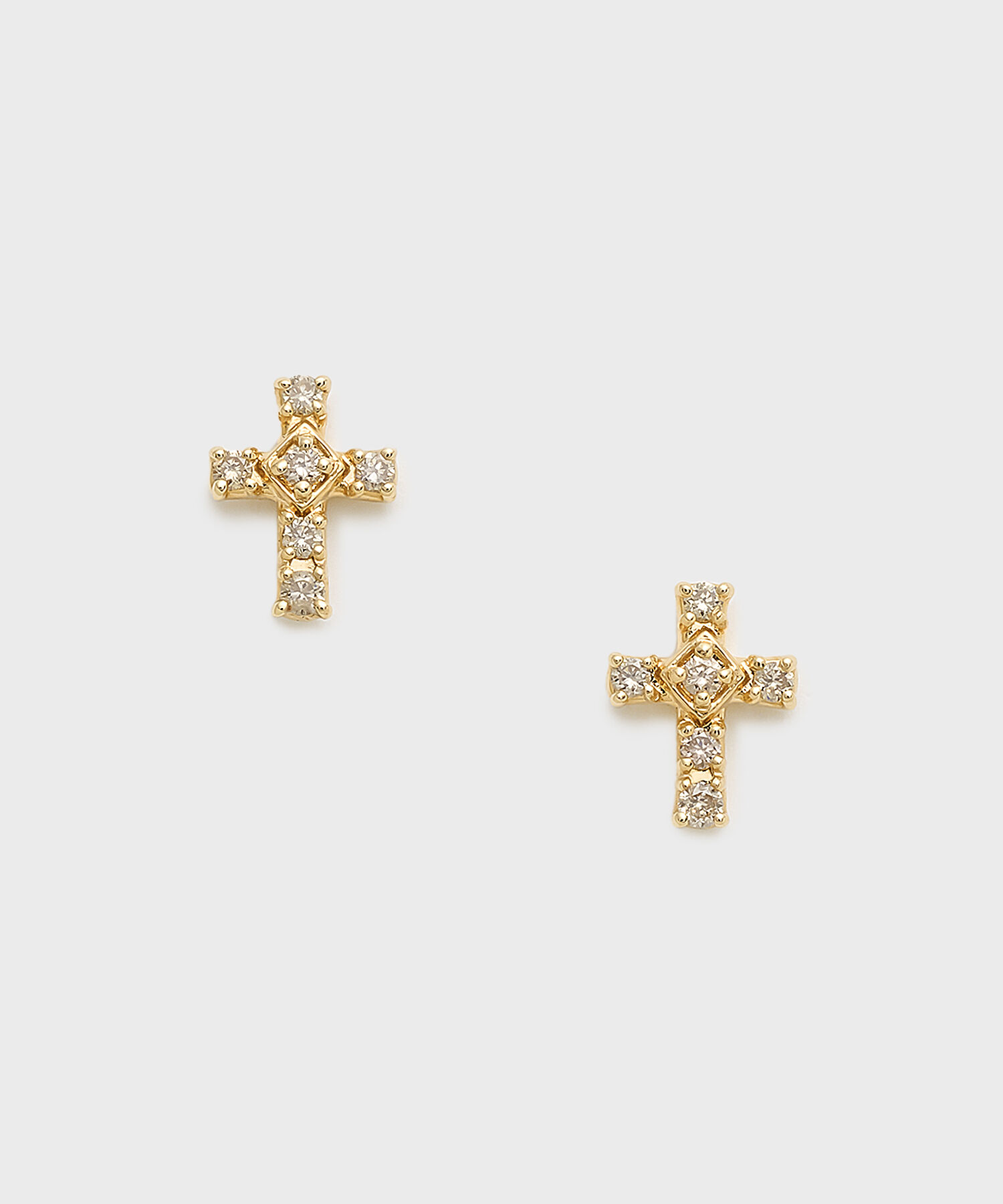 NOJESS「【Tiny Motif】K10ダイヤモンドクロスピアス（0.02ct）」|ピアス|