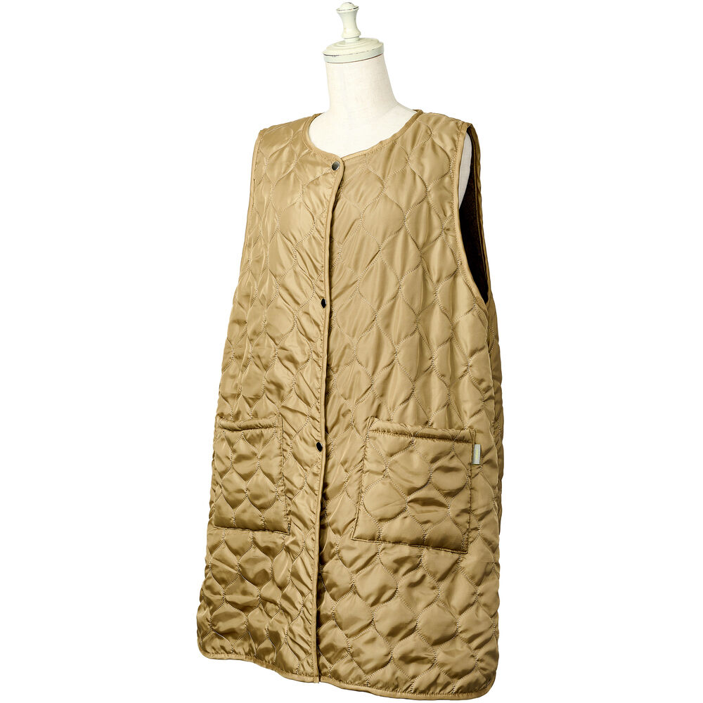 BACKYARD FAMILY「REP レップ エプロン キルト 通販 キルトエプロン 前掛 前掛け ボア ゆったり ポケット」|その他|ベージュ1