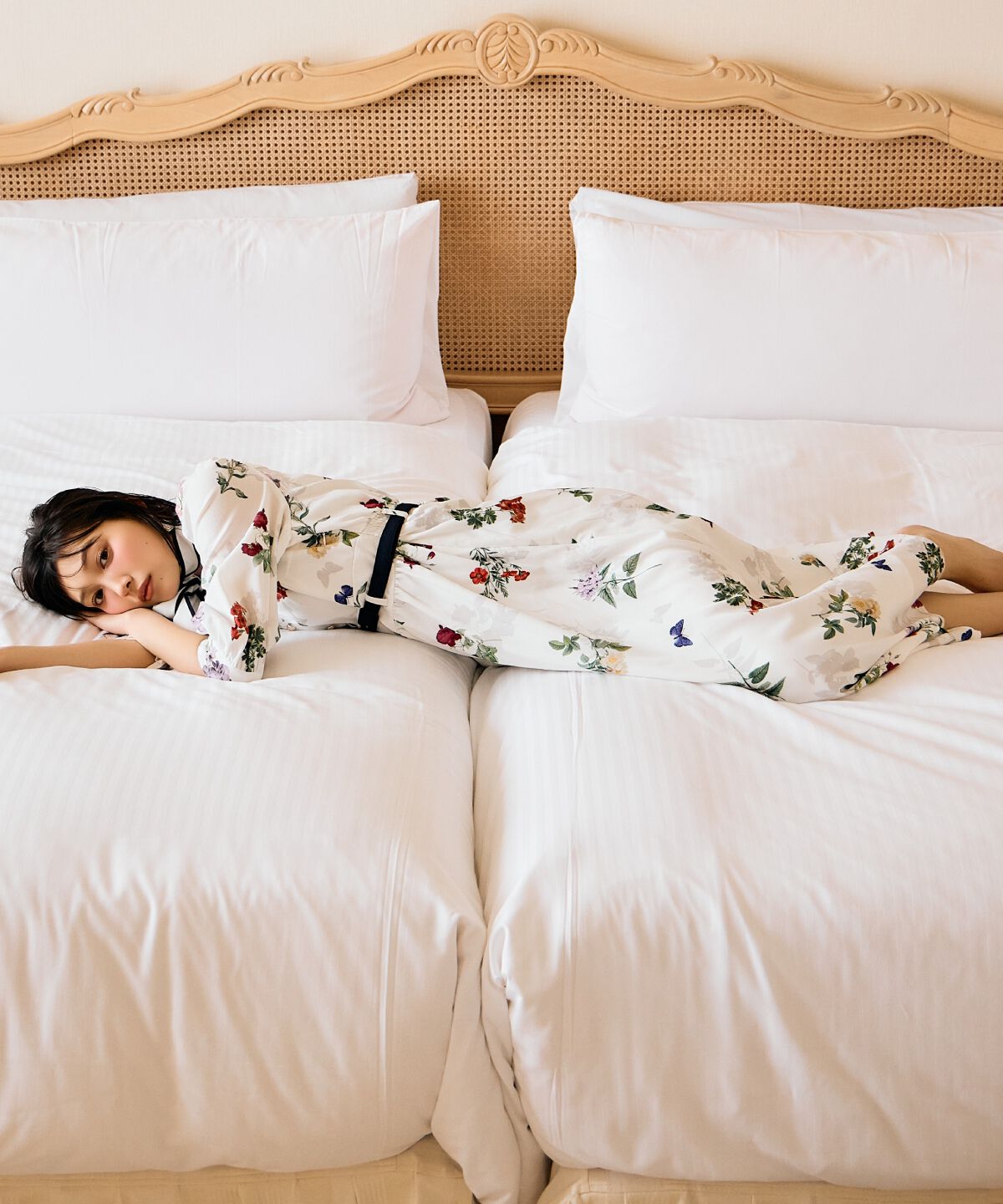 アンドクチュール「クラシックフラワープリント7分袖ワンピース」|ワンピース|