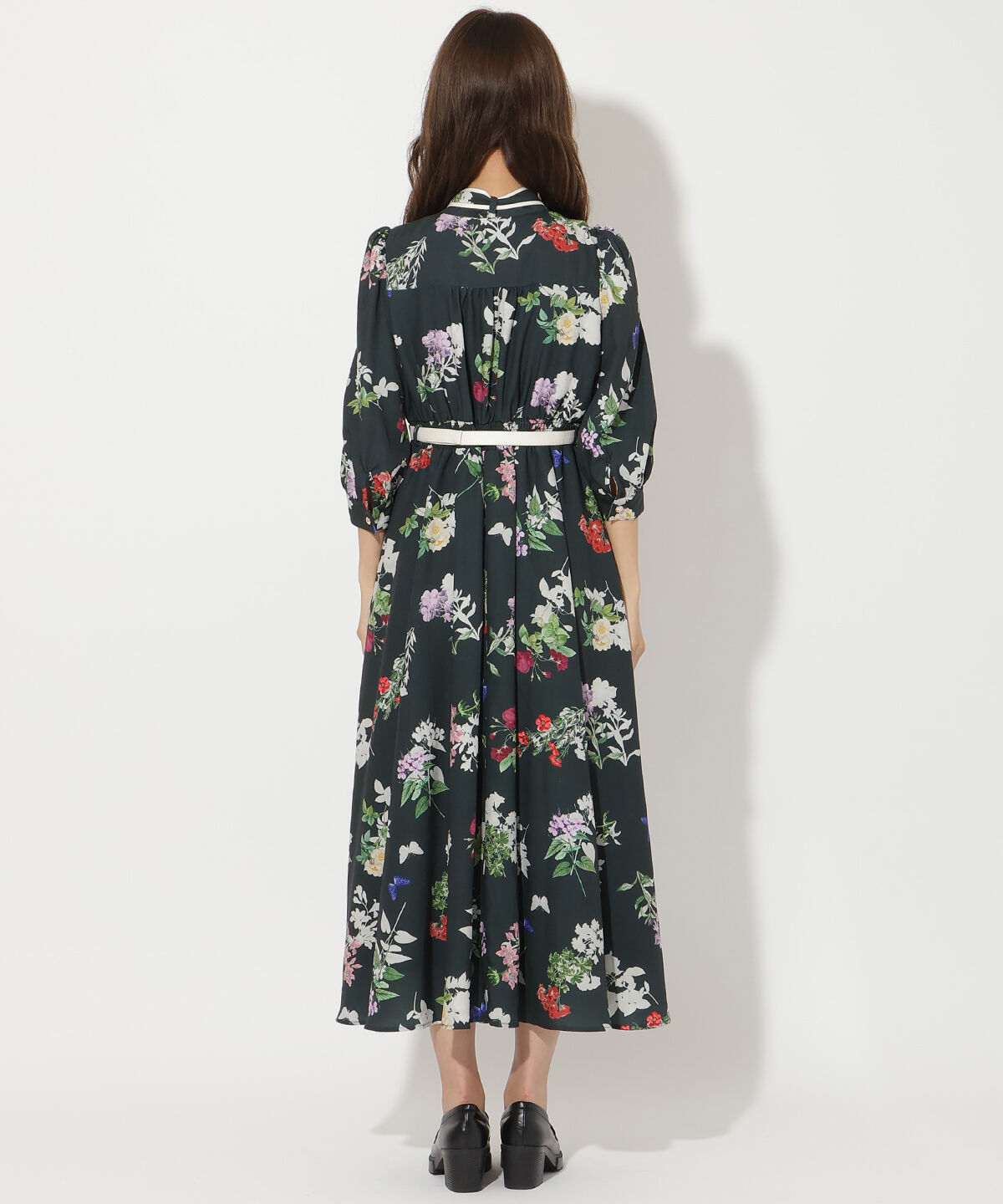 アンドクチュール「クラシックフラワープリント7分袖ワンピース」|ワンピース|