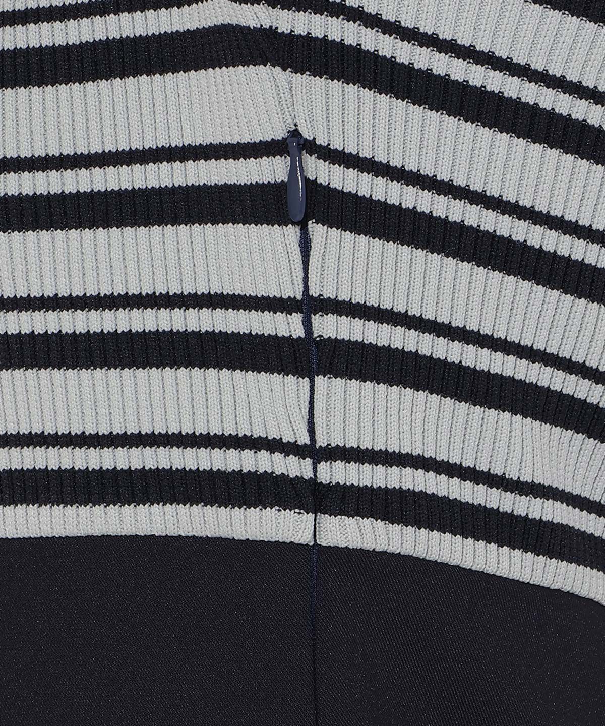 アンドクチュール「襟付きボーダードッキングワンピース」|ワンピース|