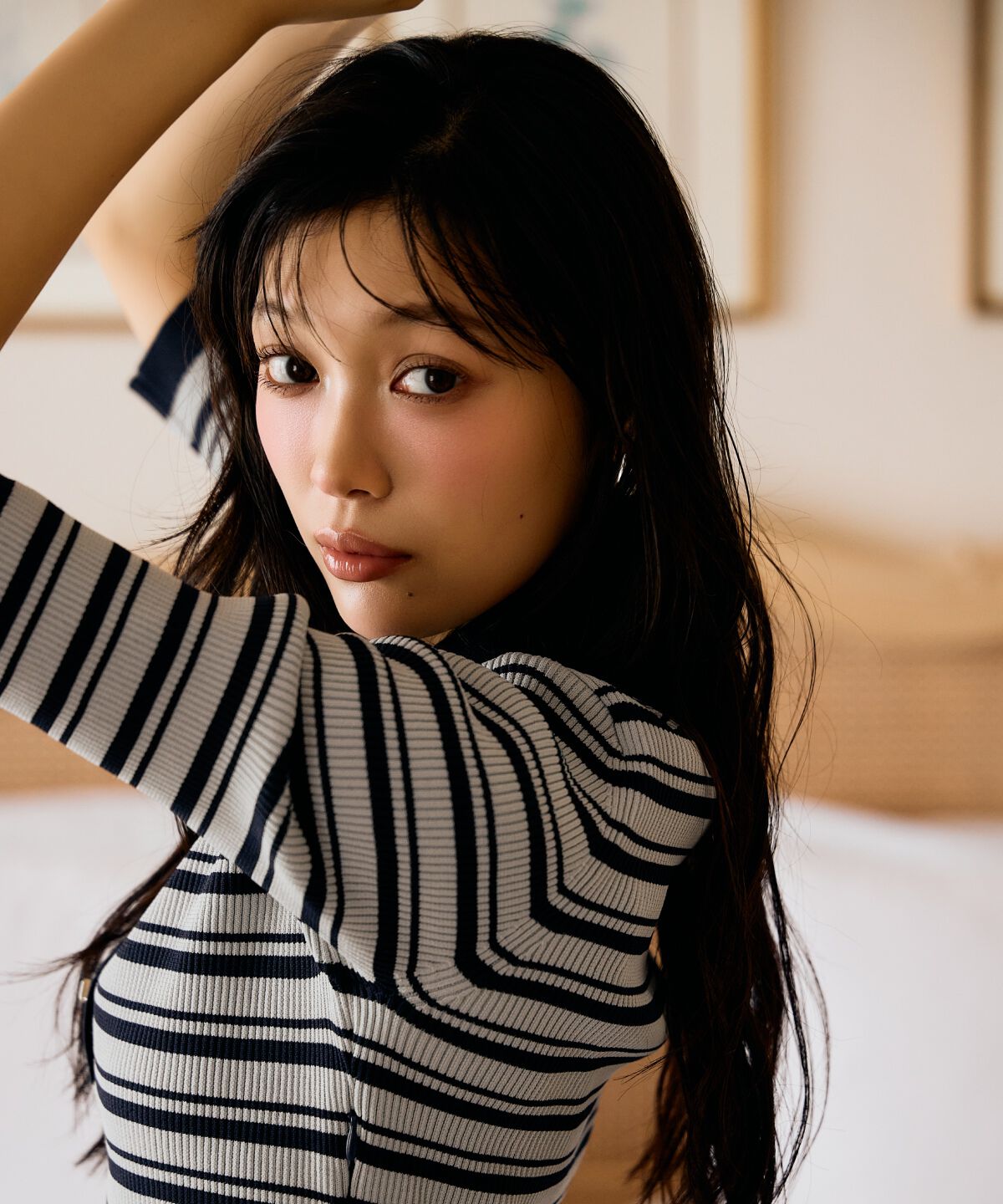 アンドクチュール「襟付きボーダードッキングワンピース」|ワンピース|