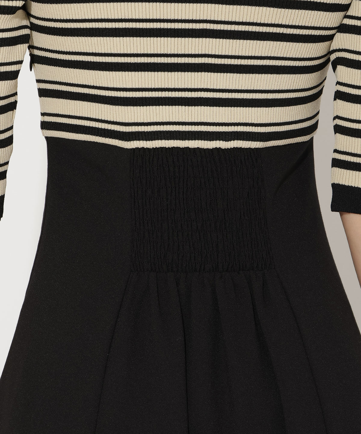 アンドクチュール「襟付きボーダードッキングワンピース」|ワンピース|